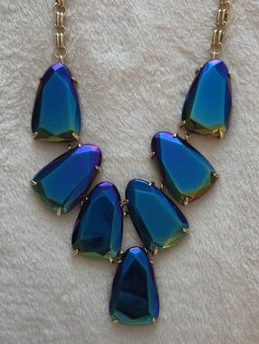 Kendra Scott Harlow Necklace Black Iridescent Gold Purple Blue
